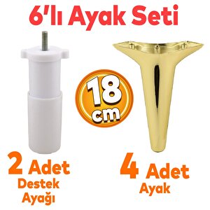 Aspen 6'lı Set Mobilya Tv Ünitesi Koltuk Kanepe Konsol Destek Ayağı Ayakları 18 Cm Gold M8