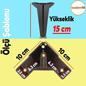 Sedir 6'lı Set Mobilya Tv Ünitesi Çekyat Koltuk Kanepe Destek Ayağı 15 Cm Siyah Baza Ayakları