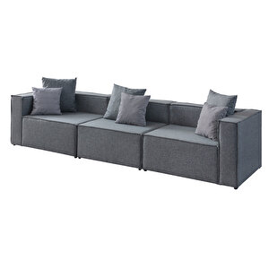 Eymense Soft Kitaplıklı 4 Modül Modüler Köşe Koltuk Takımı Açık Gri