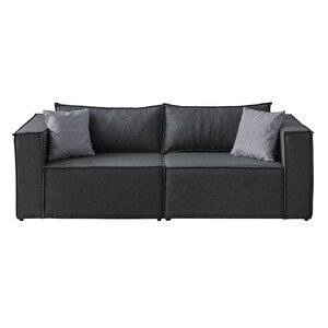 Eymense Soft Sırt Minderli 3 Modül Modüler Üçlü Puflu Koltuk Gri