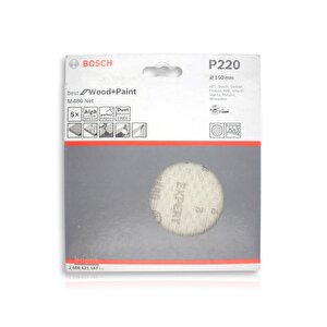 Bosch M480 Ağ Zımpara 150mm 220 Kum 5'li Paket 2608621167