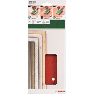 Zımpara Kağıdı 10'lu 115x280mm 120 Kum 14 Delik 2609256b29