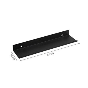 Metal Siyah Duvar Rafı Mutfak Banyo Oda Rafı 20 Cm 30 Cm 40 Cm 3 Lü Paket