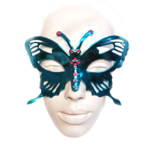 Maske Kelebek Mavi̇ Metali̇k