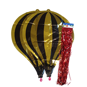 Paraşüt Folyo Balon Gold Si̇yah Püsküllü