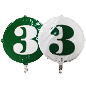 Folyo Balon Rakam 3 Çi̇ft Tarafli Yeşi̇l-beyaz 18'' - Pakette 1 Adet