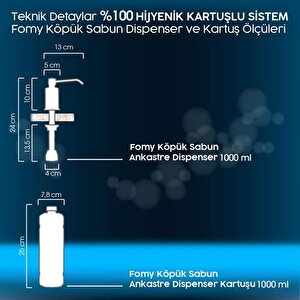 Köpük Sabun Ankastre Krom Dispenser 1000 Ml