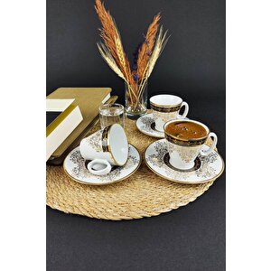 Alara 6’lı Porselen Kahve Fincan Takımı Yaldızlı – Khr02