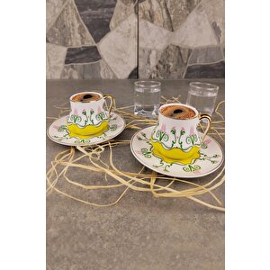 Topkapı Porselen 2’li Kahve Fincan Takımı Sarı – Kng 002-2