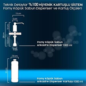 Köpük Sabun Ankastre Siyah Dispenser 1000 Ml