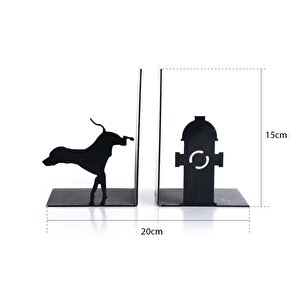 Muyi̇ka Francesco Metal Siyah Figürlü Kitap Tutucu Dekoratif Aksesuar Köpek Mkttc