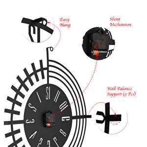 Muyika Dubai Metal Siyah Duvar Saati 50x50cm Sessiz Mekanizma Mds-50