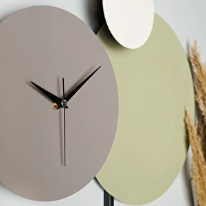 Muyi̇ka Pavimento Hand Made Metal 48x44cm Dekoratif Duvar Saati (yeşil-gri-krem) Mds-50