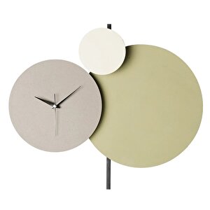 Muyi̇ka Pavimento Hand Made Metal 48x44cm Dekoratif Duvar Saati (yeşil-gri-krem) Mds-50