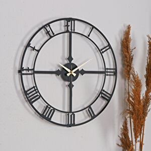 Muyi̇ka Stile Yeni Koleksiyon Dekoratif Metal Siyah Duvar Saati 41x41cm Sessiz Mekanizmalı Mds-41