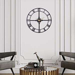 Muyi̇ka Stile Yeni Koleksiyon Dekoratif Metal Siyah Duvar Saati 41x41cm Sessiz Mekanizmalı Mds-41