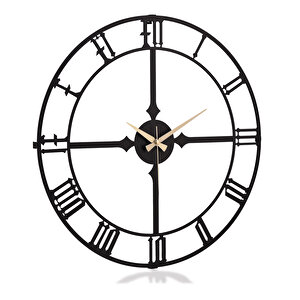 Muyi̇ka Stile Yeni Koleksiyon Dekoratif Metal Siyah Duvar Saati 41x41cm Sessiz Mekanizmalı Mds-41