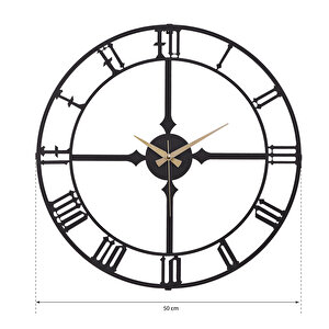 Muyi̇ka Stile Yeni Koleksiyon Dekoratif Metal Siyah Duvar Saati 41x41cm Sessiz Mekanizmalı Mds-41