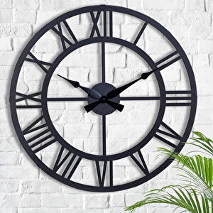 Muyi̇ka Roma Metal  70 Cm Siyah Duvar Saati 70x70 Cm Mds-70