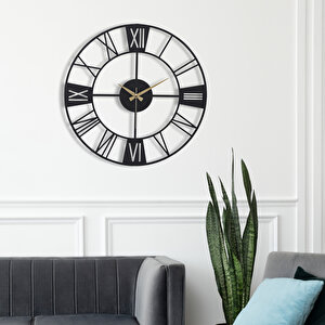 Muyi̇ka New  Roma Yeni Koleksiyon Dekoratif Metal Siyah Sessiz Mekanizma Duvar Saati 41 X 41cm Mds-41