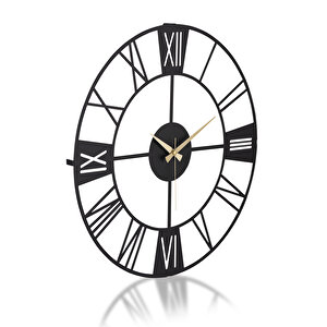 Muyi̇ka New  Roma Yeni Koleksiyon Dekoratif Metal Siyah Sessiz Mekanizma Duvar Saati 41 X 41cm Mds-41