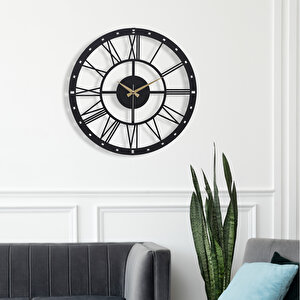 Muyi̇ka Romano Metal Siyah Sessiz Mekanizma Duvar Saati 50x50cm Mds-50