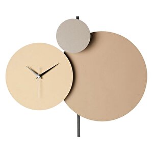 Muyi̇ka Pavimento Hand Made Metal 48x44cm Dekoratif Duvar Saati (toprak Tonları) Mds-50