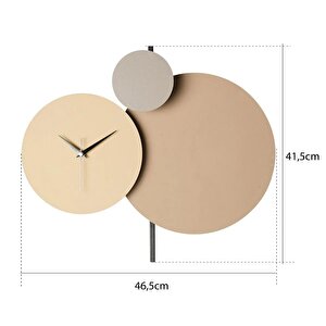 Muyi̇ka Pavimento Hand Made Metal 48x44cm Dekoratif Duvar Saati (toprak Tonları) Mds-50