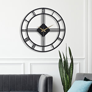 Muyi̇ka Roma Elegante Yeni Koleksiyon Dekor Metal Siyah Sessiz Mekanizma Duvar Saati 41x41cm Mds-41
