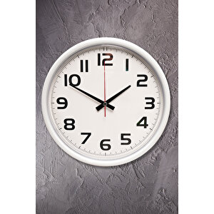 Muyi̇ka Neve Beyaz Çerçeveli Beyaz Zemin Rakamlı 30cm Duvar Saati Pds-30