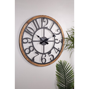 Muyi̇ka Bonni Metal-ahşap Çerçeveli 80x80cm Dekoratif Duvar Saati Mads