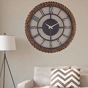 Muyi̇ka Bunnela Metal Üstü Hasır El Örmesi 58x58cm Dekoratif Duvar Saati Mds-50