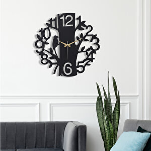 Muyi̇ka Uccelo Yeni Koleksiyon Dekoratif Metal Siyah Sessiz Mekanizma Duvar Saati 41x41cm Mds-41