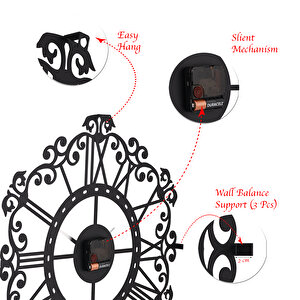 Muyi̇ka Modellato Yeni Koleksiyon Dekoratif Metal Siyah Duvar Saati 41x41 Cm Sessiz Mekanizma Mds-41