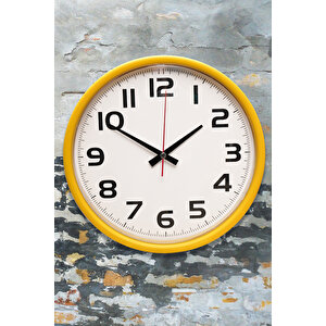 Muyi̇ka Madre Sarı Çerçeveli Beyaz Zemin Rakamlı 30cm Duvar Saati Pds-30