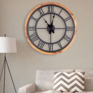 Muyi̇ka Roma Metal-ahşap Çerçeveli 80x80cm Dekoratif Duvar Saati Mads