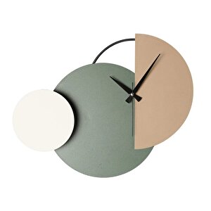 Muyi̇ka Mateen Metal 47-31cm Dekoratif Duvar Saati (kahve-yeşil-krem) Mds-50