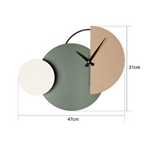 Muyi̇ka Mateen Metal 47-31cm Dekoratif Duvar Saati (kahve-yeşil-krem) Mds-50