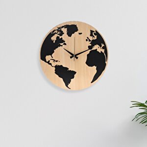 Muyi̇ka Geogra Mdf 6mm Dünya Haritalı Duvar Saati 41x41cm Ads-41