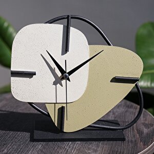 Muyi̇ka Brazil Metal Masa Saati Yeşil Krem 25x22cm