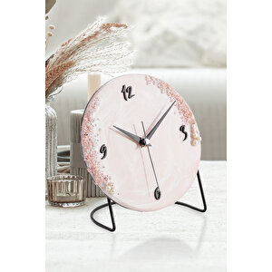 Muyika Diverso Rosa Taşlı Dekoratif Masa Saati19 X 19cm Sessiz Mekanizmalı