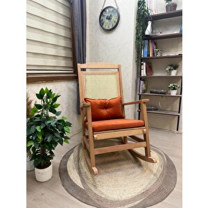 Asedia Veranda Naturel Turuncu Minderli Hasırlı Sallanan Sandalye Hazeranlı Dinlenme Koltuğu Turuncu