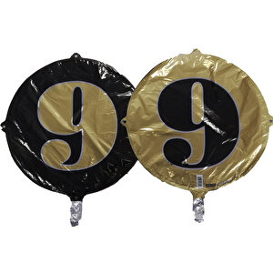 Folyo Balon Rakam 9 Çi̇ft Tarafli Gold-si̇yah 18''