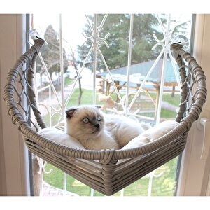 Harold Kedi Cam Yatağı & Cam Askılı Vantuzlu Kedi Yatağı Gri Gri