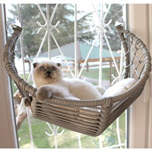 Harold Kedi Cam Yatağı & Cam Askılı Vantuzlu Kedi Yatağı Gri