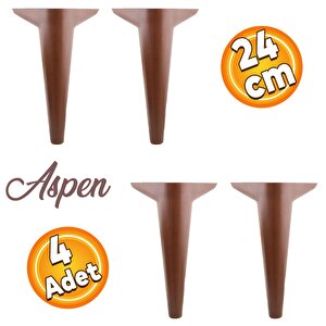 Aspen Lüks Mobilya Kanepe Koltuk Tv Ünitesi Konsol Ayağı Ayakları 24 Cm Ahşap Desenli Ayak (4 Adet)