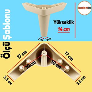 Aspen Lüks Mobilya Kanepe Koltuk Tv Ünitesi Baza Ayağı Ayakları 14 Cm Krem Köşe Ayak (4 Adet)