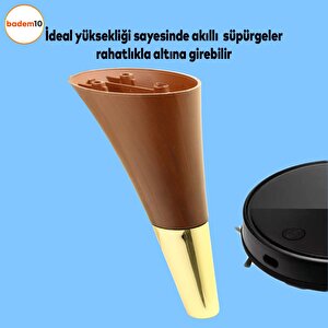 Clara 6'lı Set Mobilya Koltuk Kanepe Baza Yatak Tv Ünite Destek Ayağı 15 Cm Ayak Kahverengi Gold