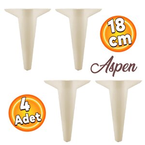 Aspen Lüks Mobilya Kanepe Sehpa Puf Koltuk Ayağı Krem Baza Ayak 18 Cm (4 Adet)