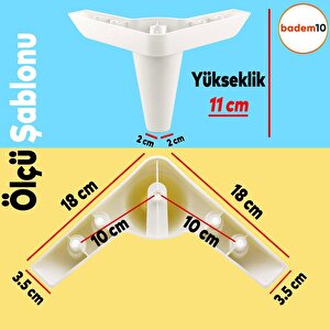 Aspen Lüks Mobilya Kanepe Sehpa Puf Koltuk Ayağı 11 Cm Beyaz Baza Ayak  (4 Adet)